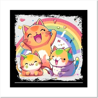 Cute Rainbow Cats - Colorful Cat Kitten Lover Posters and Art